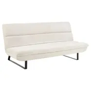 ACT NORDIC Arbonne bäddsoffa, med horisontella sömmar - beige tyg och svart stål (200x124)