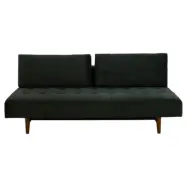 ACT NORDIC Blain sovesofa, m. 2 kuddar - mörkgrönt tyg och rökfärgat gummiträ