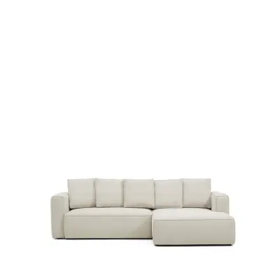 KAVE HOME Marela 3-sits bäddsoffa, med schäslong höger - beige chenille (B:276cm)