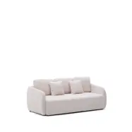 KAVE HOME Laira bäddsoffa för 3 personer - ecru chenilletyg (225 cm)