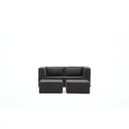 NORDVÄRK Pirgos bäddsoffa för 2 personer, med 2 puffar - antracitgrått chenilletyg