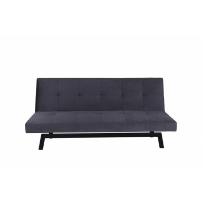 VENTURE DESIGN Bodil bäddsoffa - mörkgrå sammet och svart stål (180x91,50)