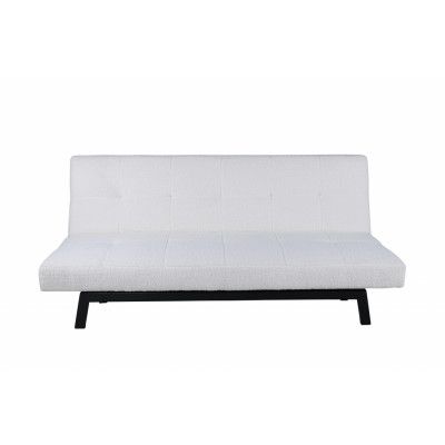 VENTURE DESIGN Bodil bäddsoffa - vitt teddytyg och svart stål (180x106)