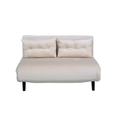 VENTURE DESIGN Vicky bäddsoffa, dubbel - beige sammet och svart stål (190x120)