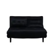 VENTURE DESIGN Vicky bäddsoffa, dubbel - svart sammet och svart stål (190x120)