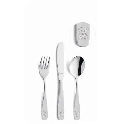 Barnbestick Bear 3-p 18/0 stål