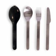 Sagaform To Go bestickset 4 delar Svart-silver