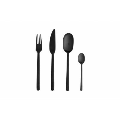 VENTURE DESIGN Wabi Sabi Bestick - Mattsvart rostfritt stål (set med 24)