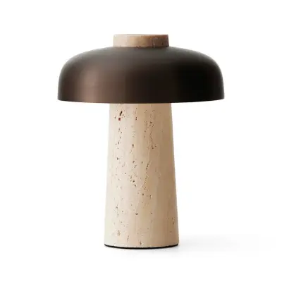 Audo Copenhagen - Reverse Portable Bordslampa Sand Travertine/Bronzed Aluminium