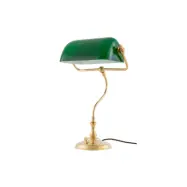 Bankirlampa, blank mässing/grön
