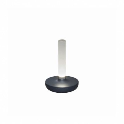 Biarritz bordslampa, grå/frostad vas