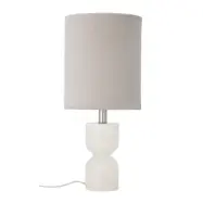 BLOOMINGVILLE bordslampa - naturlig bomull och vit alabaster