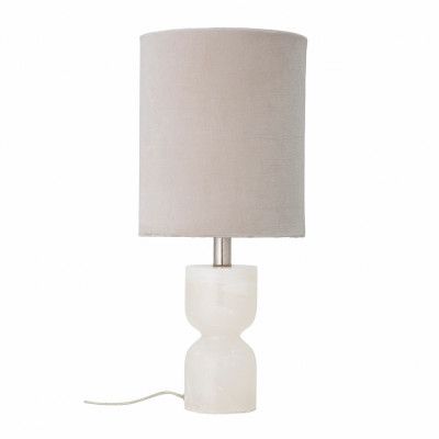 BLOOMINGVILLE bordslampa - naturlig bomull och vit alabaster