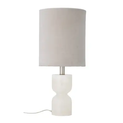 BLOOMINGVILLE bordslampa - naturlig bomull och vit alabaster
