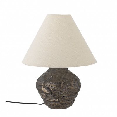 BLOOMINGVILLE Carolla bordslampa - beige tyg och brunt stengods