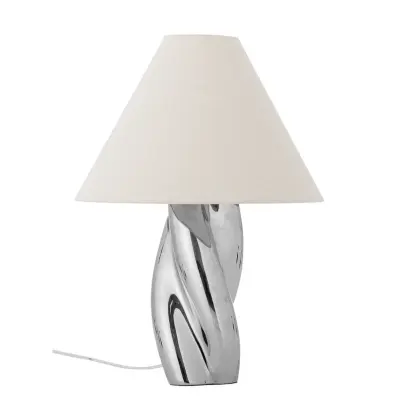 Bloomingville - Silva bordslampa, stengods, linne, silver