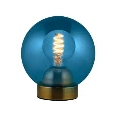 BUBBLES bordslampa, blå, Ø 18 cm, glas, E27 – Halo Design - Vardagsrum - Med en ljuskälla