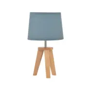 Yogabordslampa, petrol/ljus trä, höjd 34 cm – COREP SAS - Vardagsrum - Tyg / textil - Med lampskärm