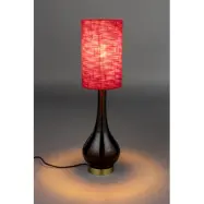 Dutchbone Jules bordslampa - rött tyg och brunt glas