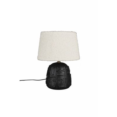 DUTCHBONE Renzo bordslampa - vitt bouclétyg och svart terrakotta