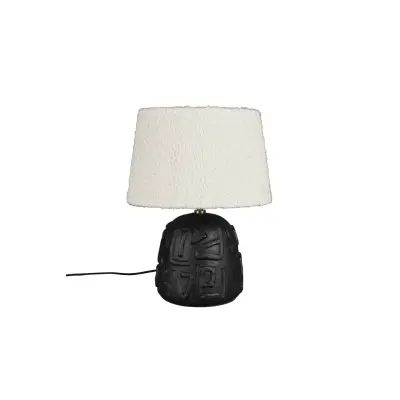 DUTCHBONE Renzo bordslampa - vitt bouclétyg och svart terrakotta