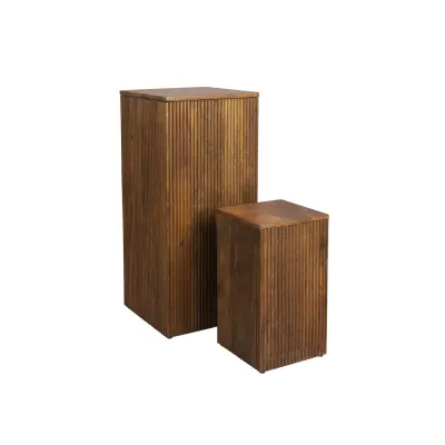 DUTCHBONE Ribble Square Planter Planter - Walnut Mango Wood (Set med 2)