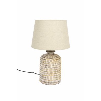 DUTCHBONE Russel bordslampa -äkta linne och keramik