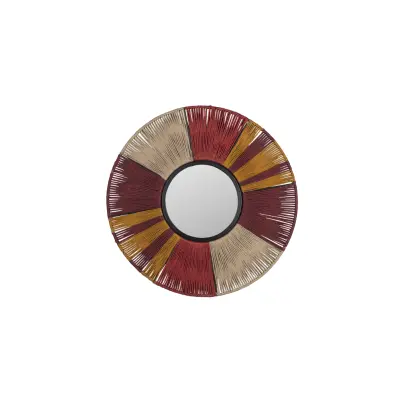 DUTCHBONE Surya väggspegel L, rund - spegelglas, flerfärgat rep och järn (Ø60)