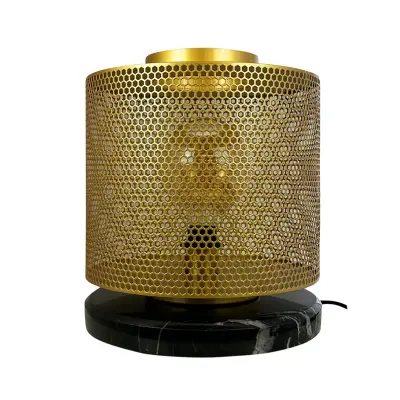 Dyberg Larsen - Nantes bordslampa, mässing/marmor, Ø 30 cm