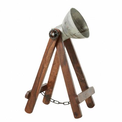 FUHRHOME Cannes bordslampa - järn och brunt återvunnet trä