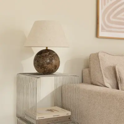 Globen Lighting - Castello 35 bordslampa brun linne