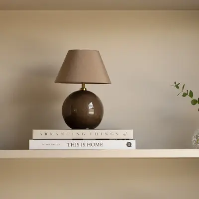 Globen Lighting - Iris 16 LED-batteridriven bordslampa brun textil