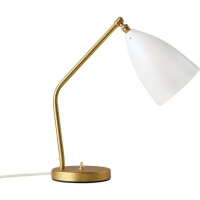 GUBI - Gräshoppa Bordslampa Glossy Alabaster White/Brass