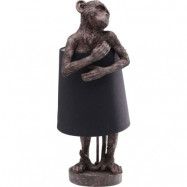 KARE DESIGN Animal Monkey bordslampa, rund - svart linne och brunt polyresin/stål