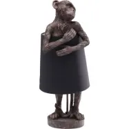 KARE DESIGN Animal Monkey bordslampa, rund - svart linne och brunt polyresin/st&aring;l