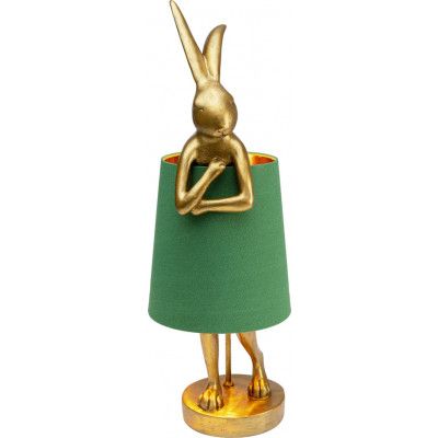 KARE DESIGN Animal Rabbit bordslampa - grönt linne och guld polyresin/stål
