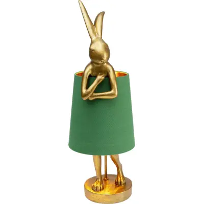 KARE DESIGN Animal Rabbit bordslampa - grönt linne och guld polyresin/stål