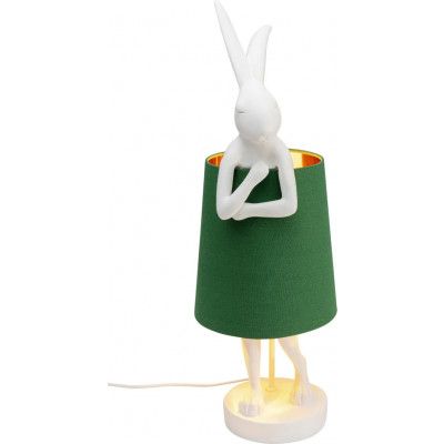 KARE DESIGN Animal Rabbit bordslampa - grönt linne och vit polyresin/stål