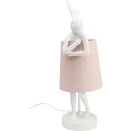 KARE DESIGN Animal Rabbit bordslampa - rosa linne och vit polyresin/stål (H:50cm)