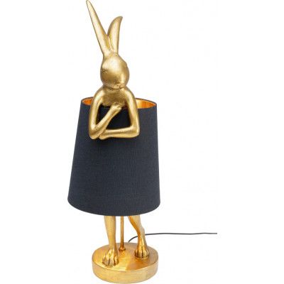 KARE DESIGN Animal Rabbit bordslampa - svart linne och guld polyresin/stål