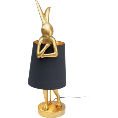 KARE DESIGN Animal Rabbit bordslampa - svart linne och guld polyresin/stål