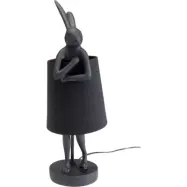 KARE DESIGN Animal Rabbit bordslampa - svart linne och mattsvart polyresin/stål (H:50cm)