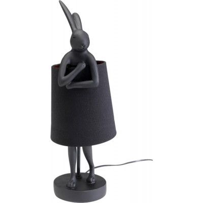 KARE DESIGN Animal Rabbit bordslampa - svart linne och mattsvart polyresin/stål (H:50cm)