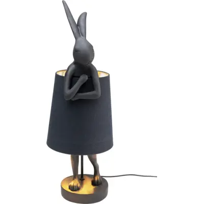 KARE DESIGN Animal Rabbit bordslampa - svart linne och polyresin/stål