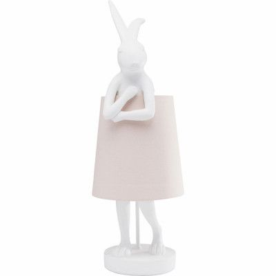 KARE DESIGN Animal Rabbit bordslampa - vit polyresin/stål/linne