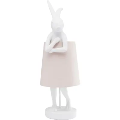 KARE DESIGN Animal Rabbit bordslampa - vit polyresin/stål/linne