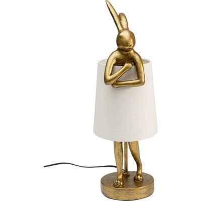KARE DESIGN Animal Rabbit bordslampa - vitt linne och guld polyresin/stål (H:50cm)