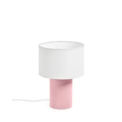 KAVE HOME Bianella bordslampa - vit bomull och rosa sammet