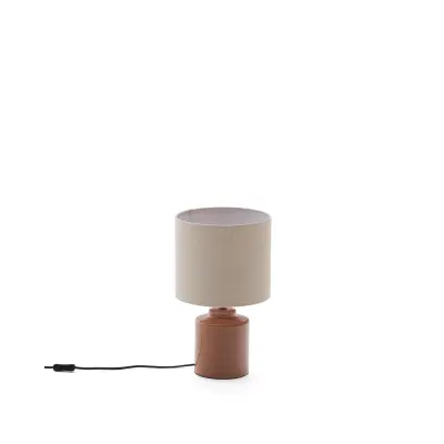 KAVE HOME Daeli bordslampa i keramik med orange finish och beige bomull