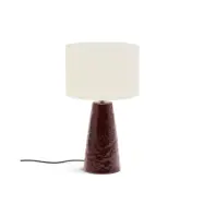 KAVE HOME Drava bordslampa - bomull och vinröd keramik